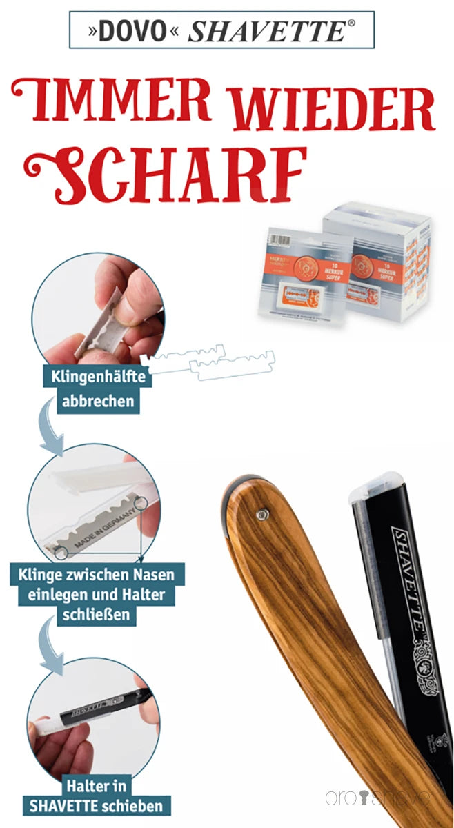 Klingenhalter für halbe Klingen oder halbe DE-Klingen