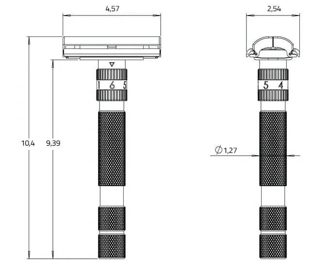 T2 Verstellbarer DE-Rasierhobel, Gunmetal