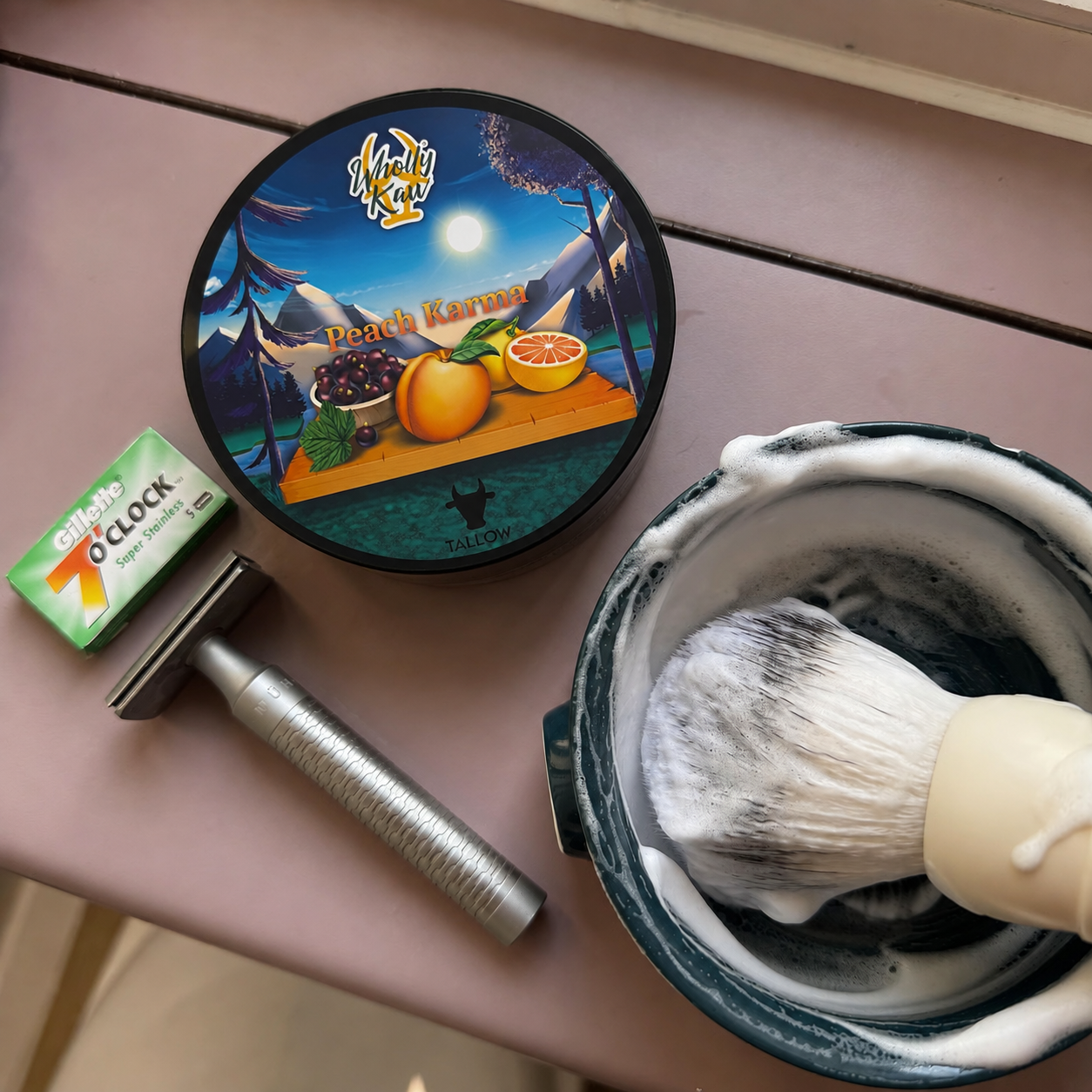 Rasierseife, Peach Karma, 114 g.
