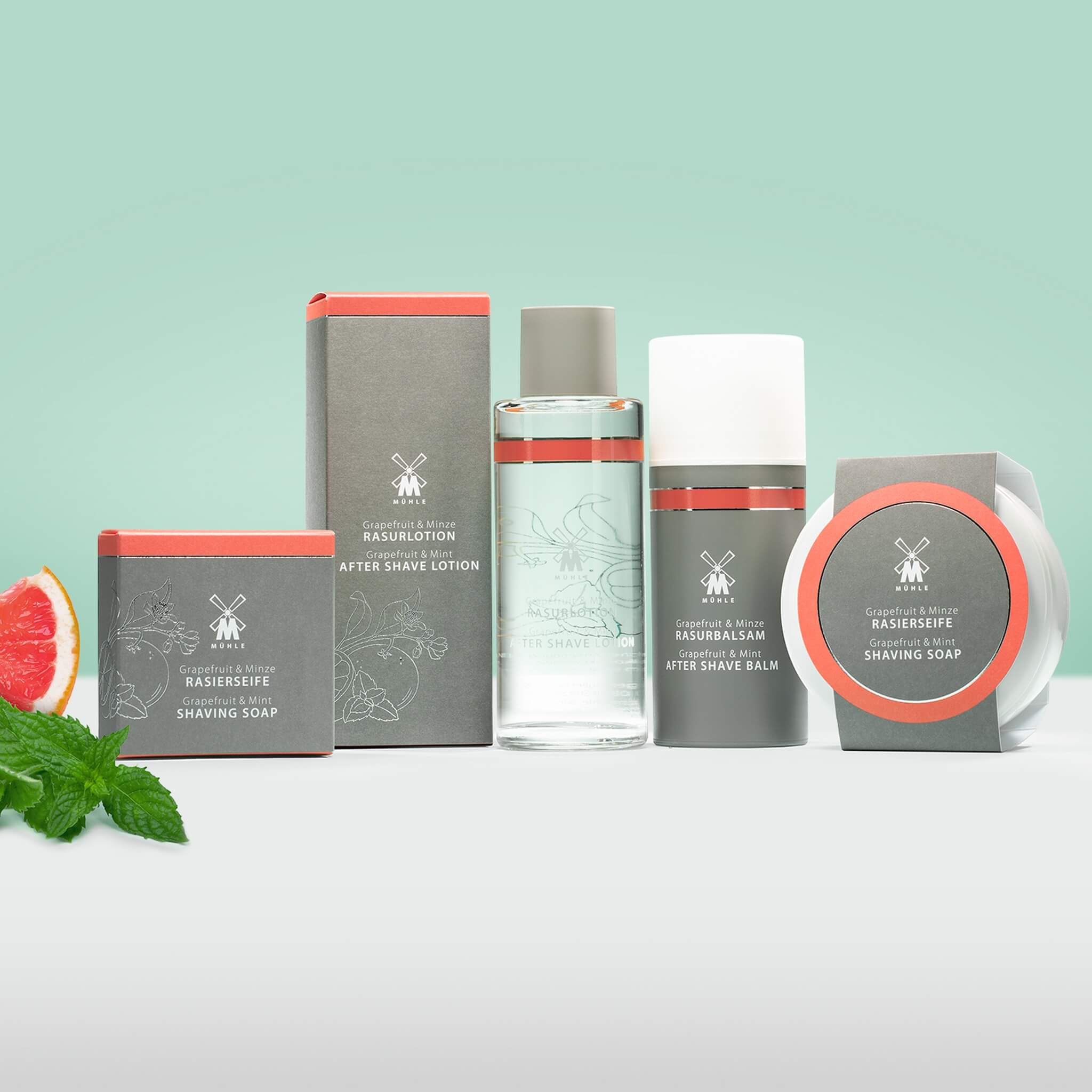 Rasierseife in Porzellanschale, Grapefruit & Minze, 65 gr.