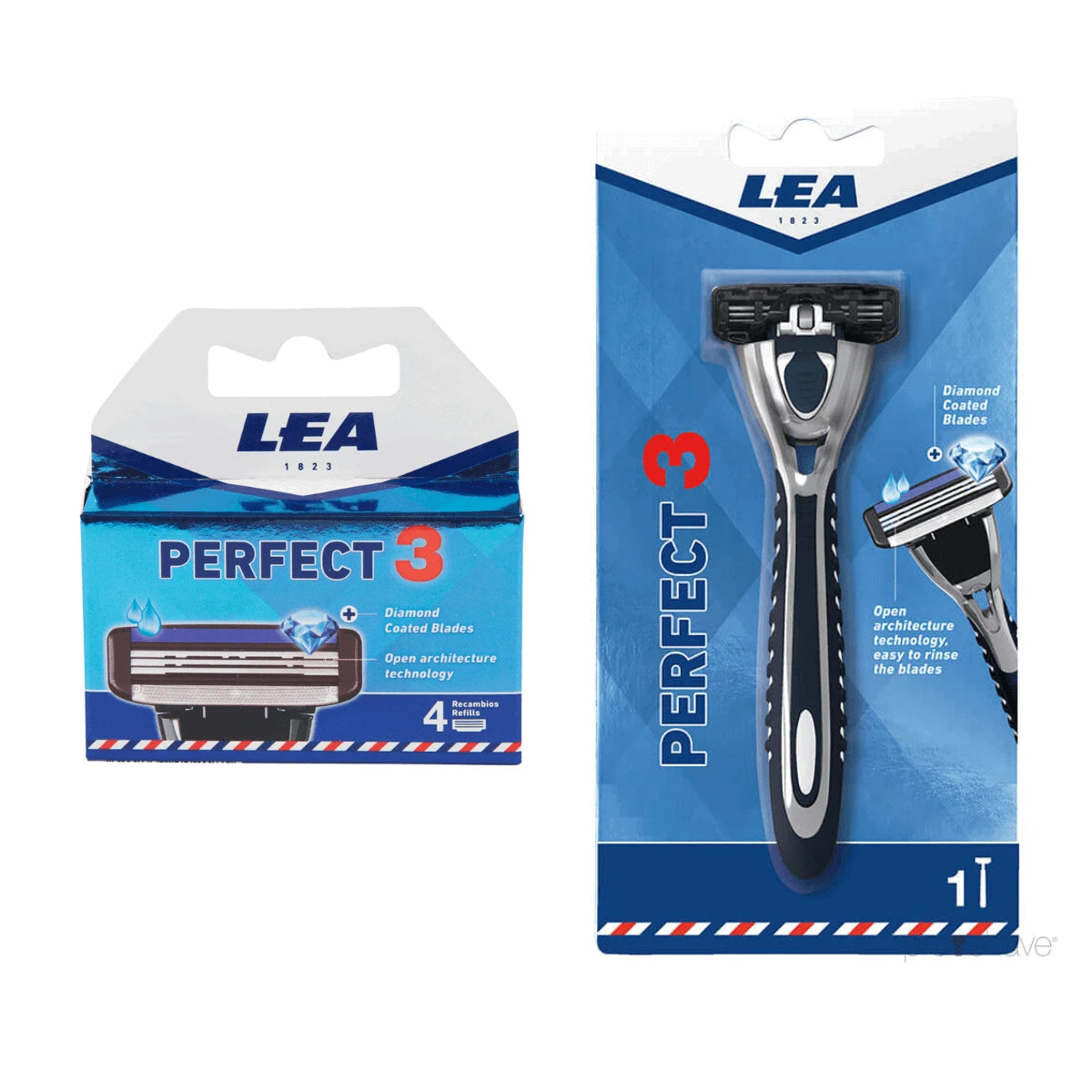 Perfektes 3er Set, Rasierer & Rasierklingen