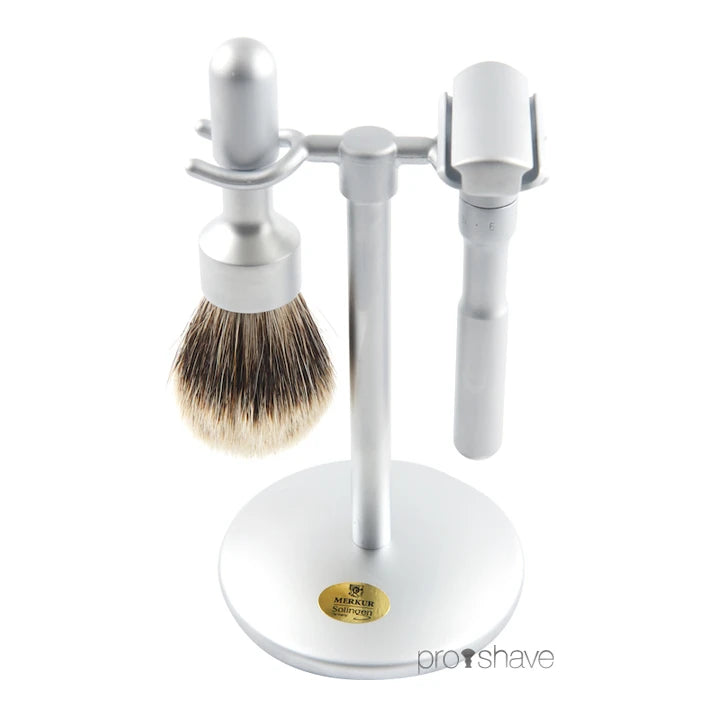 Futur Rasierset, Rasierer, Pinsel und Halter, Satin Finish