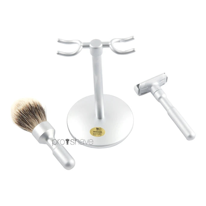 Futur Rasierset, Rasierer, Pinsel und Halter, Satin Finish