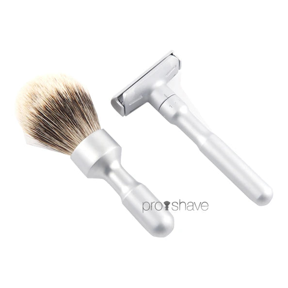 Futur Rasierset, Rasierer, Pinsel und Halter, Satin Finish
