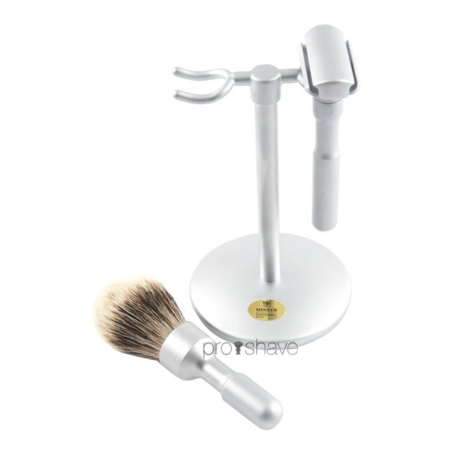 Futur Rasierset, Rasierer, Pinsel und Halter, Satin Finish