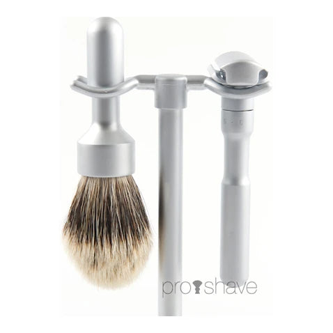 Futur Rasierset, Rasierer, Pinsel und Halter, Satin Finish