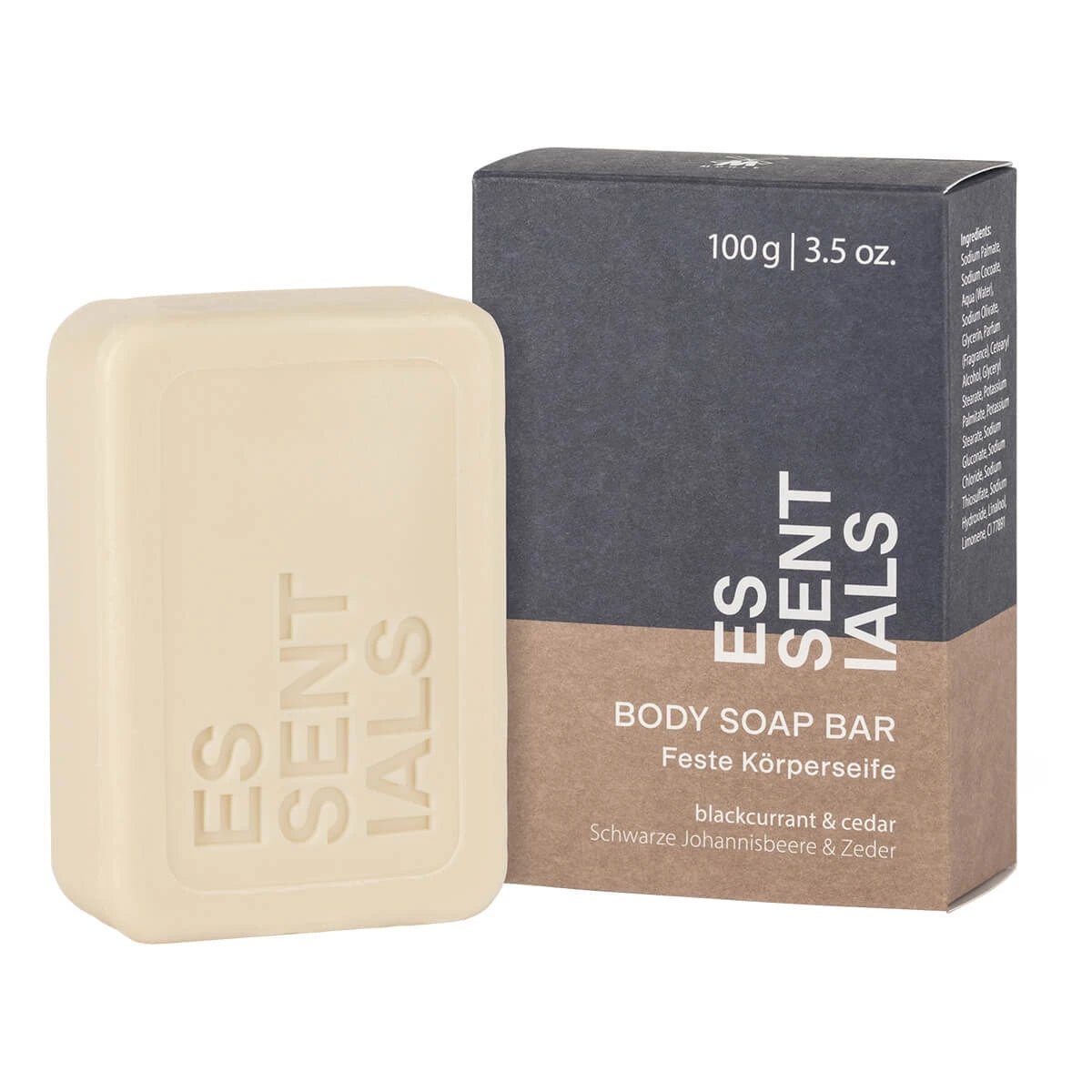 Body Bar Soap, Schwarze Johannisbeere & Zeder, Essentials, 100 gr.
